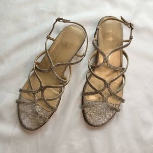 Stuart Weitzman Turning Down Wedge Glitter Sandal